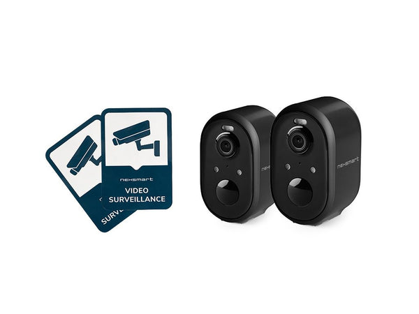 NEXSMART™ AIR4-B BATTERIJ-AANGEDREVEN BEWAKINGSCAMERA - 2 PAKKEN+BEWAKINGSSTICKER